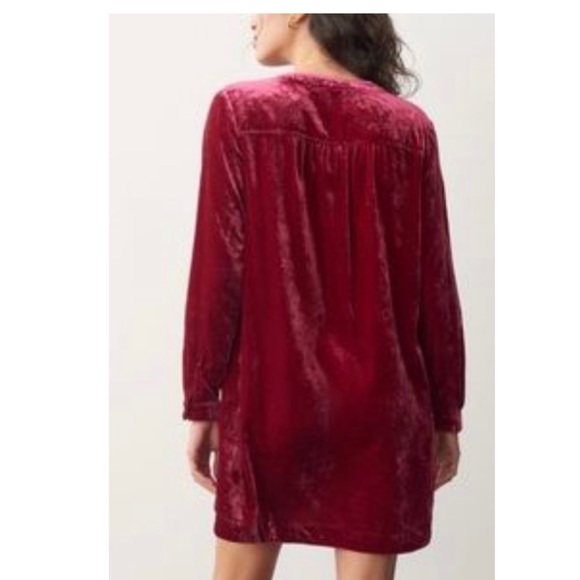 NWOT Anthropologie Raspberry V Neck Velvet Tunic Dress Size Small - Picture 4 of 13